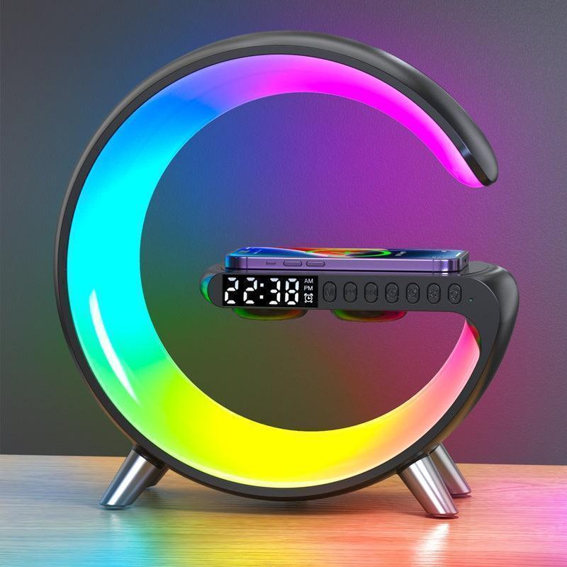 G-Shaped LED Lamp with Bluetooth Speaker and Wireless Charger