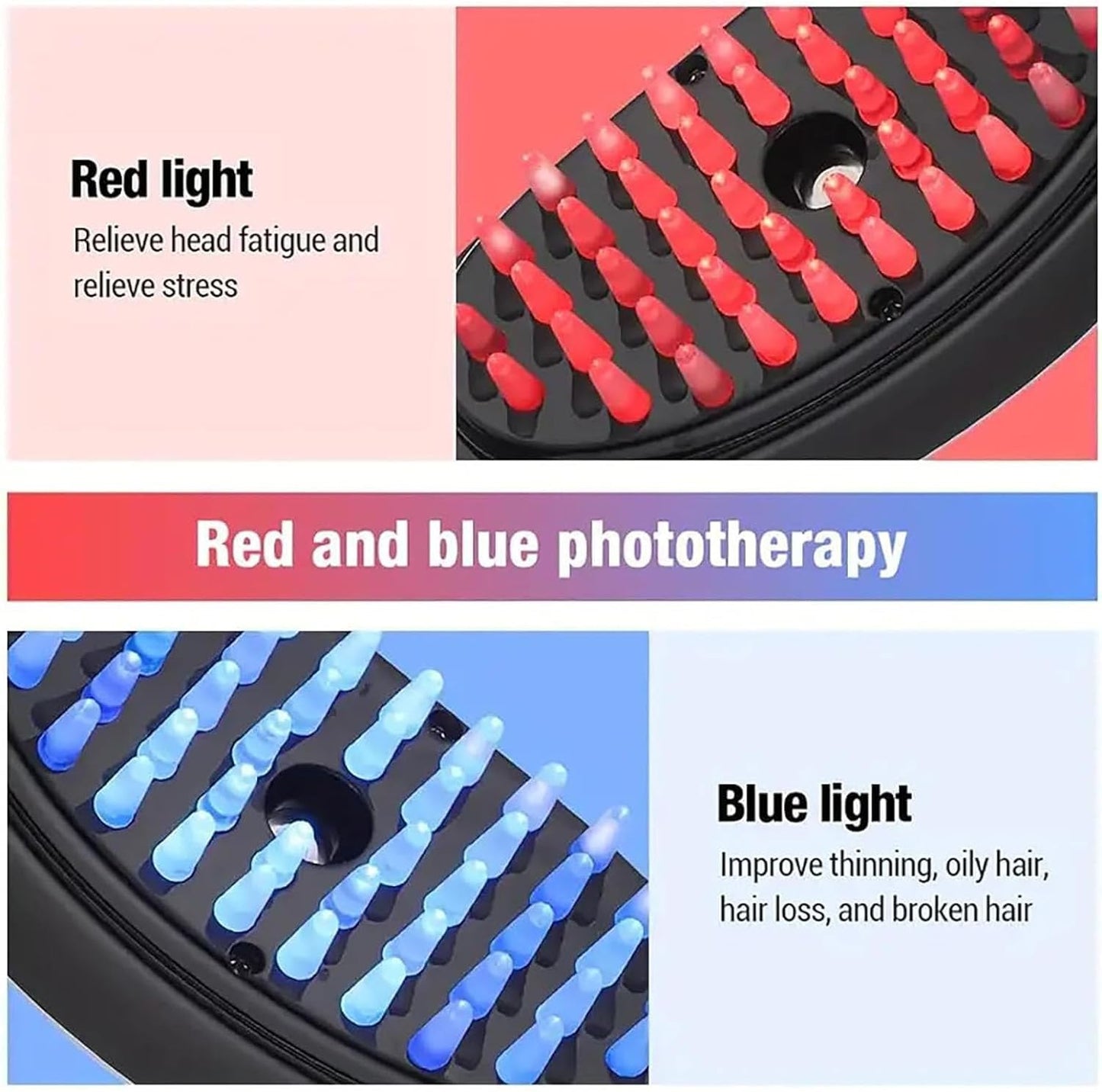 Glow & Grow: Therabrush™ LED Infrared Hairbrush with Oil Diffuser