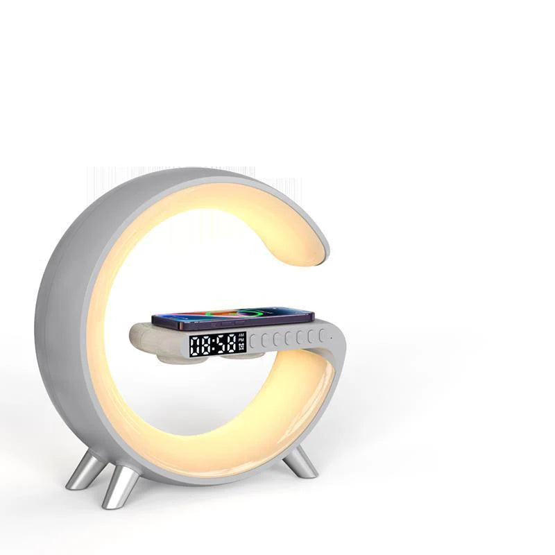 G-Shaped LED Lamp with Bluetooth Speaker and Wireless Charger