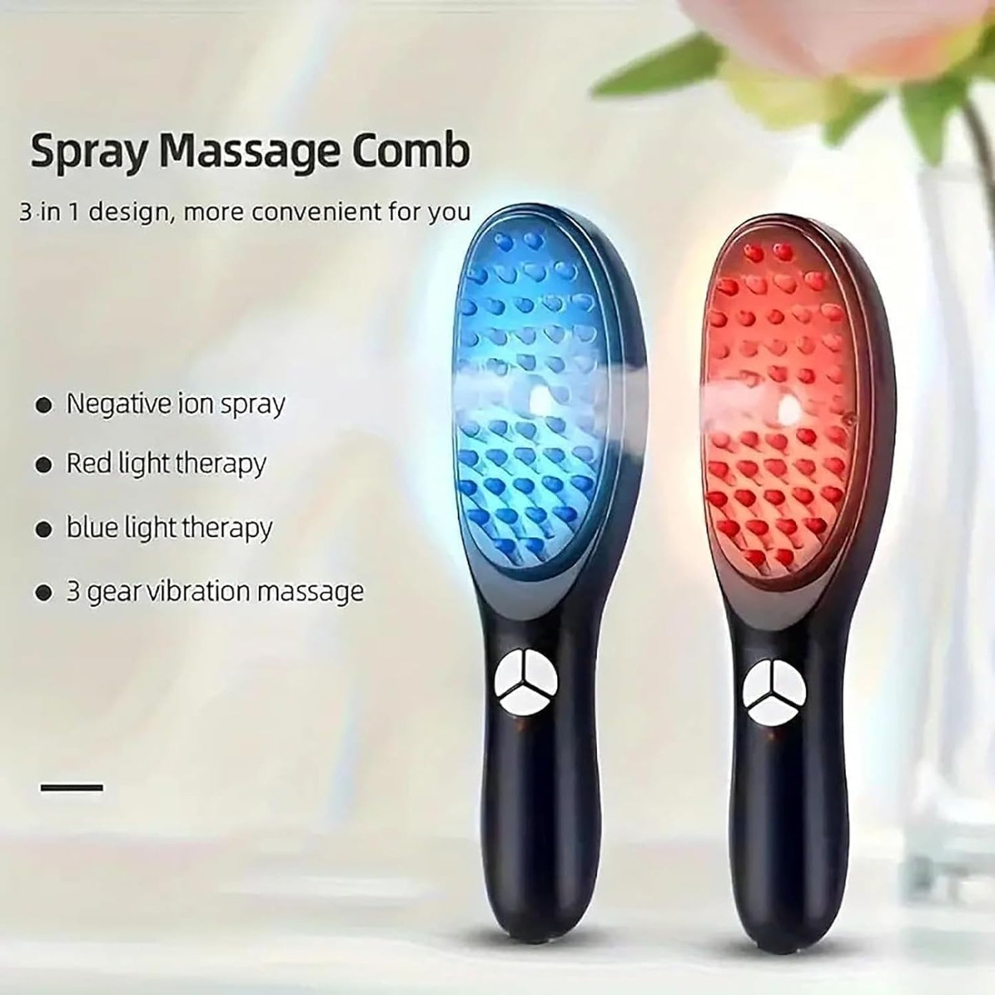 Glow &amp; Grow : Brosse à cheveux infrarouge LED Therabrush™ avec diffuseur d'huile 