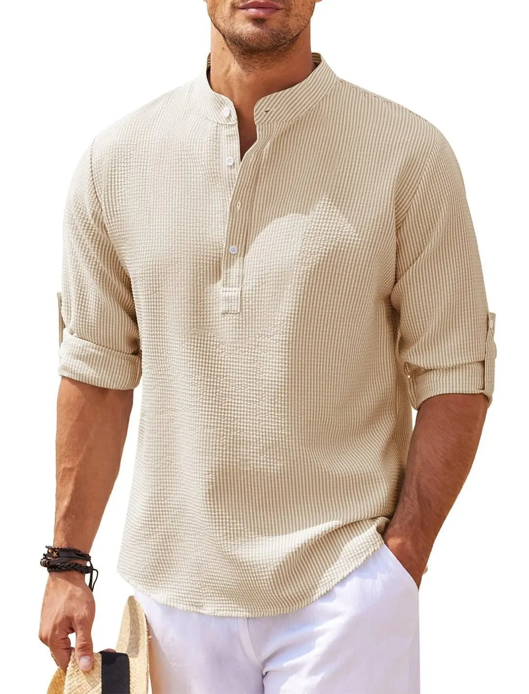 Chemise à col montant pour hommes