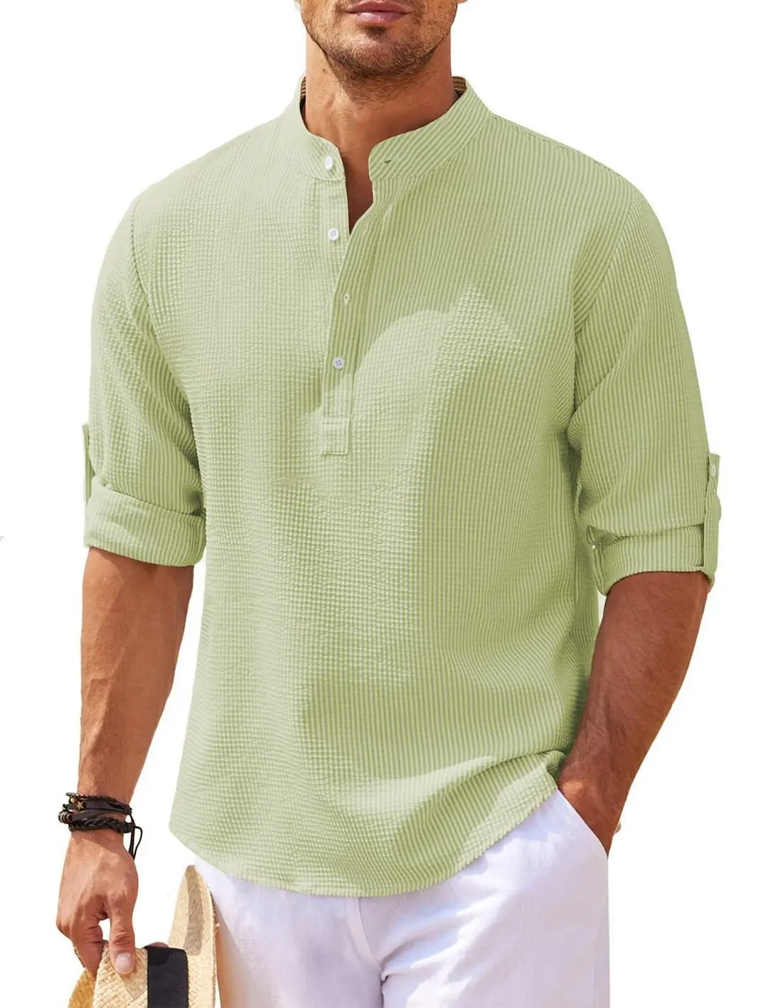 Chemise à col montant pour hommes