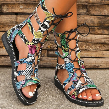 Snake Pattern Summer Sandal for Ladies